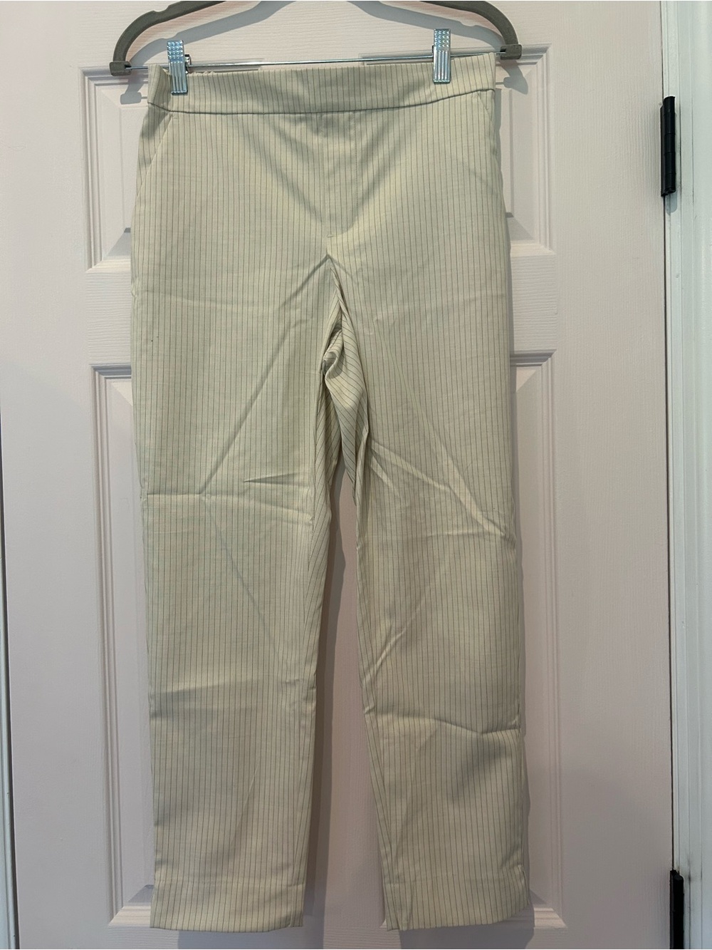 Banana Republic Women's Cropped Pinstripe Pants in Light Cream
